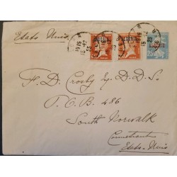 J) 1915 ARGELIA, THE SHOWER, LOUIS PASTEUR, MULTIPLE STAMPS, CIRCULATED COVER, FROM ARGELIA TO USA