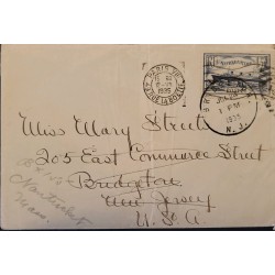 J) 1935 FRANCE, BOAT, NORMANDIE, AIRMAIL, CIRCULATED COVER, FROM FRANCE TO USA