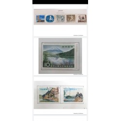 L) 1959 - 1960 JAPAN, NATURE, MOUNTAIN, NATIONAL PARK, BIRD, SPORT, FENCING, DOVE, MULTIPLE STAMPS, ALBUM PAGE NO INCLUDED