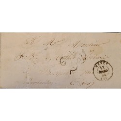 J) 1854 FRANCE, PREFILATELIC, 25 CENTS CANCELLATION, CIRCULATED COVER, FROM FRANCE