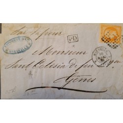 J) 1881 FRANCE, EMPEROR NAPOLEON, MUTE CANCELLATION, MULTIPLE CANCELLATION, CIRCULATED COVER