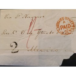 J) 1865 FRANCE, 2 REALES, RED CIRCULAR CANCELLATION, CIRCULATED COVER, FROM FRANCE TO MEXICO