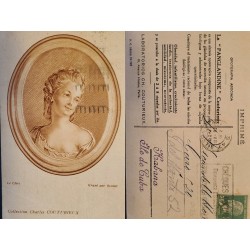 J) 1928 FRANCE, POSTCARD, CHARLES COUTURIEUX COLLECTION, WOMAN, LOUIS PASTEUR, POSTCARD, CIRCULATED COVER