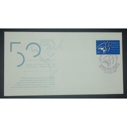 A) 1998, MEXICO, ANNIVERSARY OF THE OEA (ORGANIZATION OF AMERICAN STATES), FDC, XF