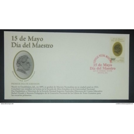 A) 1998, MEXICO, TEACHER'S DAY, FDC, MASTER SOLEDAD ANAYA, WITH RED SEAL OF CANCELLATION, XF