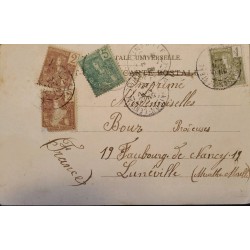 J) 1920 FRANCE, GIRL, MULTIPLE STAMPS, AIRMAIL, CIRCULATED COVER, FROM FRANCE TO LUNEVILLE