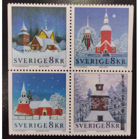 L) 2002 SWEDEN, ARCHITECTURE, CHRISTMAS, WINTER, COTTAGE, MNH