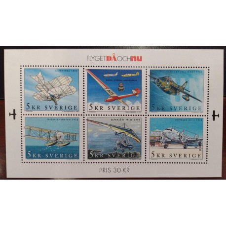 L) 2001 SWEDEN, AVIATION HISTORY, AIRPLANE, MNH
