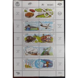 L) 1987 VENEZUELA, M.T.C, 10 YEARS OF THE MINISTRY OF TRANSPORTATION, AIRPLANE, CARS, TRAIN, MNH