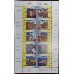 L) 1995 VENEZUELA, 100 YEARS OF ELECTRICITY IN CARACAS, TRAIN, ARCHITECTURE, MNH