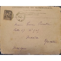 J) 1897 FRANCE, PEACE AND COMMERCE, THE INTERMEDIARY OF MATHEMATICS, CIRCULATED COVER, FROM FRANCE TO MEXICO
