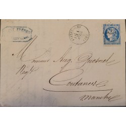 J) 1876 FRANCE, MARIANNE, CIRCULATED COVER, FROM FRANCE TO COUTANCES