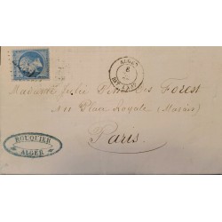 J) 1868 FRANCE, EMPEROR NAPOLEON, MUTE CANCELLATION, CUIRCULATED COVER, FROM FRANCE TO PARIS