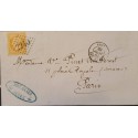 J) 1865 FRANCE, EMPEROR NAPOLEON, MUTE CANCELLATION, CIRCULATED COVER, FROM FRANCE TO PARIS
