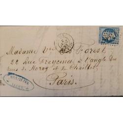 J) 1868 FRANCE, EMPEROR NAPOLEON, MUTE CANCELLATION, CIRCULATED COVER, FROM FRANCE TO PARIS