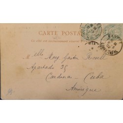 J) 1902 FRANCE, PEACE AND COMMERCE, POSTCARD, POSTAL STATIONARY, CIRCULATED COVER, FROM FRANCE TO CARIBE