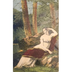 J) 1937 FRANCE, PAINTING OF A WOMAN, POSTCARD, XF