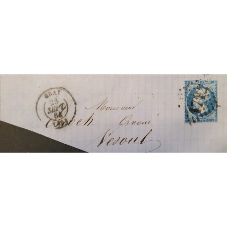 J) 1864 FRANCE, EMPEROR NAPOLEON, MUTE CANCELLATION, CIRCULATED COVER, FROM FRANCE TO VESOUL
