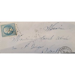 J) 1869 FRANCE, EMPEROR NAPOLEON, MUTE CANCELLATION, CIRCULATED COVER, FROM FRANCE TO VESOUL