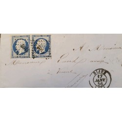 J) 1869 FRANCE, EMPEROR NAPOLEON, MUTE CANCELLATION, CIRCULATED COVER, FROM FRANCE TO VESOUL