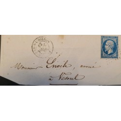 J) 1880 FRANCE, EMPEROR NAPOLEON, MUTE CANCELLATION, CIRCULATED COVER, FROM FRANCE TO VESOUL