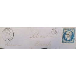 J) 1869 FRANCE, EMPEROR NAPOLEON, CIRCULATED COVER, FROM FRANCE