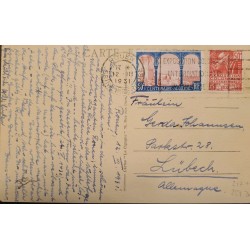 J) 1931 FRANCE, WITH SLOGAN CANCELLATION, POSTCARD, INTERNATIONAL EXHIBITION, MULTIPLE STAMPS