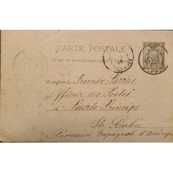 J) 1913 FRANCE, PEACE AND COMMERCE, POSTCARD, POSTAL STATIONARY, CIRCULATED COVER, FROM FRANCE TO CARIBE