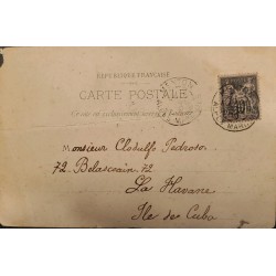 J) 1905 FRANCE, PEACE AND COMMERCE, POSTCARD, CIRCULATED COVER, FROM FRANCE TO CARIBE