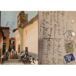 J) 1929 FRANCE, PEOPE AND CHURCH, POSTCARD, CIRCULATED COVER, FROM FRANCE TO USA