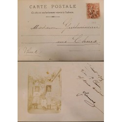 J) 1903 FRANCE, WOMAN, POSTCARD, CIRCULATED COVER, FROM FRANCE TO GERMANY
