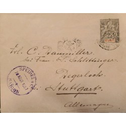 J) 1897 INDOCHINE, PEACE AND COMMERCE, CIRCULATED COVER, FROM INDOCHINE TO GERMANY