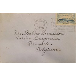 J) 1936 FRANCE, BOAT, WITH SLOGAN CANCELLATION, MULTIPLE STAMPS, AIRMAIL, CIRCULATED COVER, FROM FRANCE TO BELGIUM
