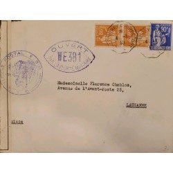 J) 1940 FRANCE, WOMAN, MULTIPLE STAMPS, AIRMAIL, CIRCULATED COVER, FROM FRANCE TO LAUSANNE