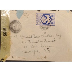 J) 1923 FRANCE, OPEN BY EXAMINER, AIRMAIL, CIRCULATED COVER, FROM FRANCE TO NEW YORK