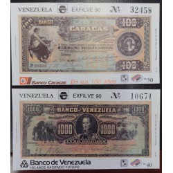 L) 1990 VENEZUELA, BANK CARACAS IN ITS 100 YEARS, EXFILVE, SIMON BOLIVAR, MNH