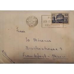 J) 1938 FRANCE, WITH SLOGAN CANCELLATION, AIRMAIL, CIRCULATED COVER, FROM FRANCE TO GERMANY