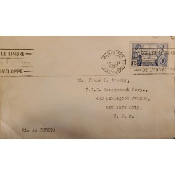 J) 1937 FRANCE, UNITED STATES FEDERAL CONSTITUTION, FRANCE, WITH SLOGAN CANCELLATION, CIRCULATED COVER