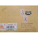 J) 2013 FRANCE, AIRPLANE, HEROES OF RESISTANCE, MULTIPLE STAMPS, AIRMAIL, CIRCULATED COVER, FROM FRANCE TO USA