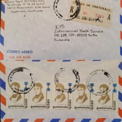 J) 1960 GUATEMALA, REGISTERED, MANUEL MONTUFAR Y CORONADO, AIRMAIL, CIRCULATED COVER, FROM GUATEMALA TO FINLAND