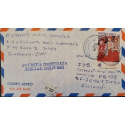J) 1987 GUATEMALA, NATIONAL FOLKLÓRICO FESTIVAL, IMMEDIATE DELIVERY, AIRMAIL, CIRCULATED COVER, FROM GUATEMALA TO FINLAND