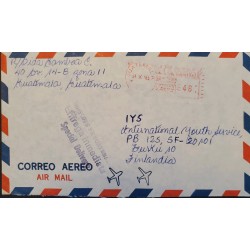 J) 1981 GUATEMALA, METTER STAMPS, RED, IMMEDIATE DELIVERY, AIRMAIL, CIRCULATED COVER, FROM GUATEMALA TO FINLAND
