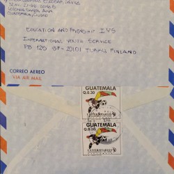 J) 1991 GUATEMALA, CENTRAL AMERICAN AND CARIBBEAN UNIVERSITY, AIRMAIL, CIRCULATED COVER, FROM GUATEMALA TO FINLAND