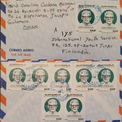 J) 1991 GUATEMALA, CLEMENTE MARROQUIN ROJAS, WRITER AND JOURNALIST, MULTIPLE STAMPS, AIRMAIL, CIRCULATED