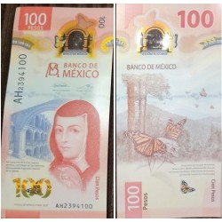 A) MEXICO 100 PESOS POLYMER BANKNOTE, SERIES A, UNC, FRONT AND RETURN