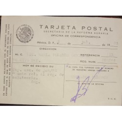 A) 1981 MEXICO POSTCARD, FORM, OFFICE OF AGRARIAN REFORM, XF