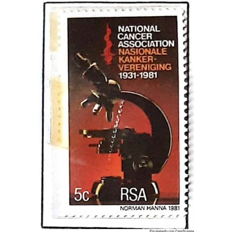 A) 1981, SOUTH AFRICA, ANNIVERSARY OF THE NATIONAL ASSOCIATION FOR THE FIGHT AGAINST CANCER, TELESCOPE, MLTICOLOR, MNH