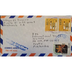J) 1994 GUATEMALA, IMMEDIATE DELIVERY, ORCHIDS, MULTIPLE STAMPS, AIRMAIL, CIRCULATED COVER, FROM GUATEMALA TO FINLAND