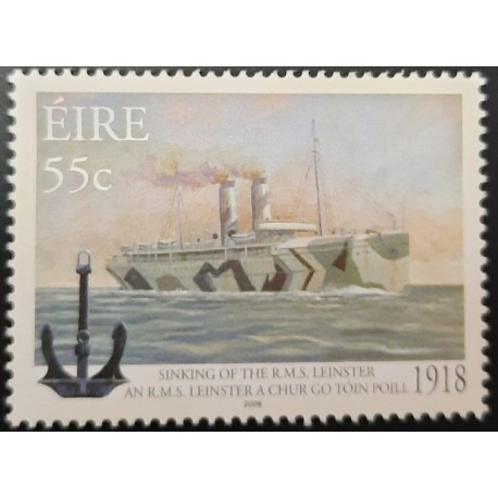 A) 2008, IRELAND, SINKING OF THE POTAL SHIP R.M.S. LEINSTER 1918, SHIPWRECK, VAPORS, MNH