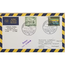 J) 1966 GERMANY, EUROPA CEPT, TRANSPORTS, MULTIPLE STAMPS, AIRMAIL, CIRCULATED COVER, FROM GERMANY TO PORTUGAL
